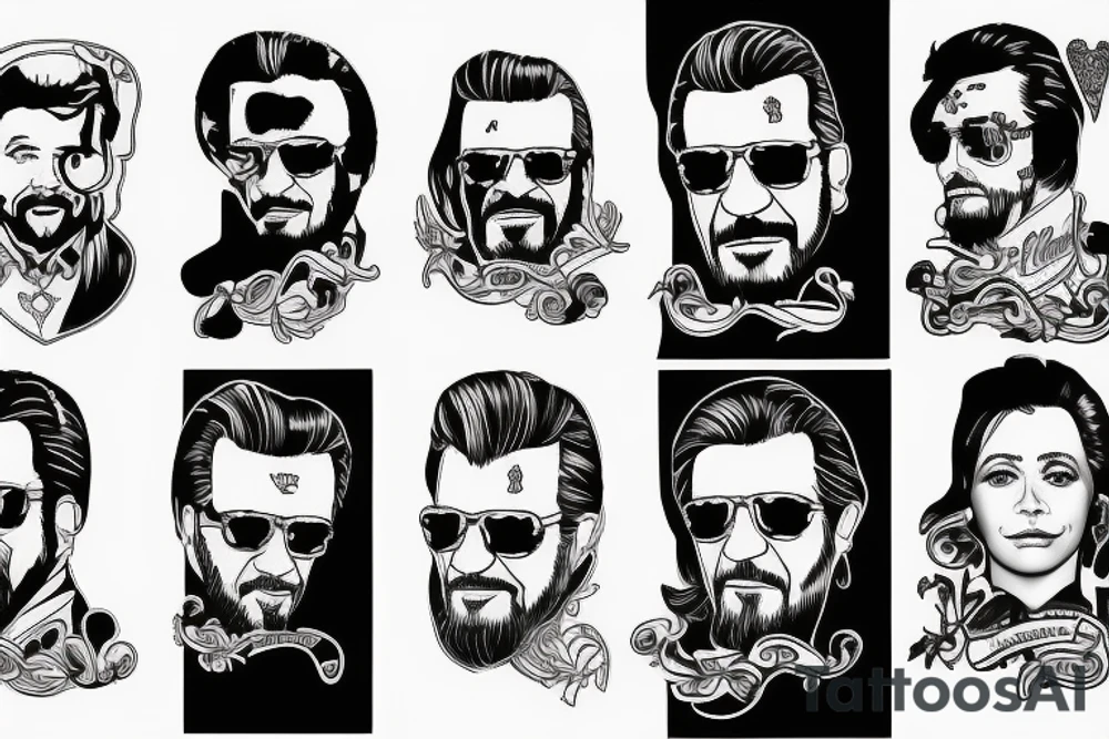Traditional style Waylon Jennings tattoo idea