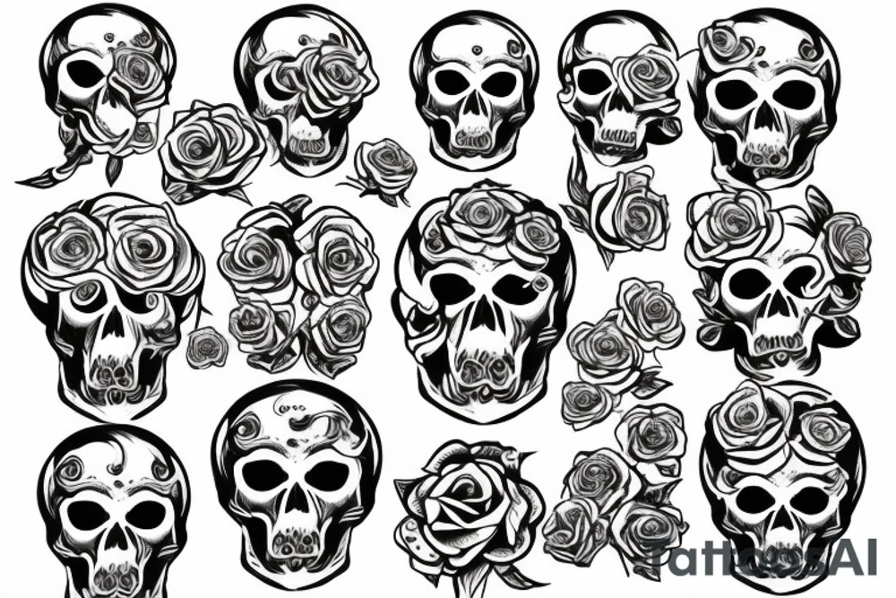 rose with skull tattoo idea