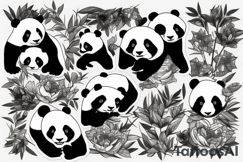 Panda in nature tattoo idea