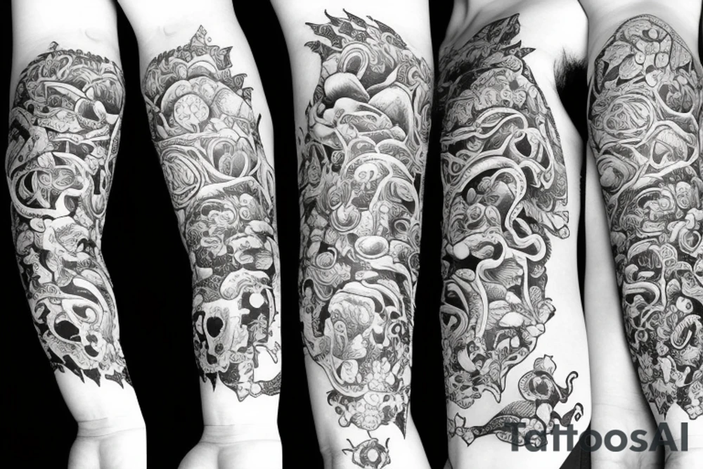 octupos full arm with medusa tattoo idea