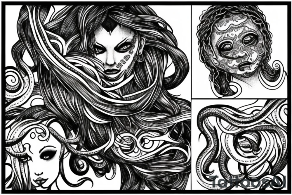 fine line medusa tattoo idea
