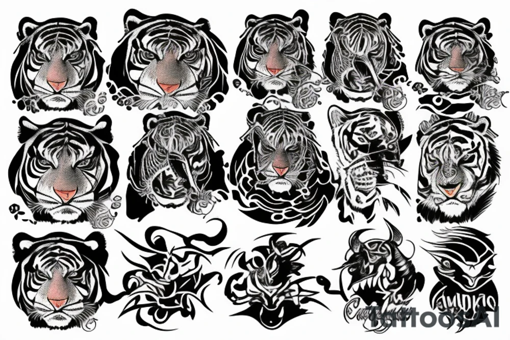color
 evil 
tiger 
cosmos tattoo idea