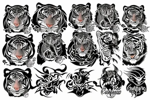 color
 evil 
tiger 
cosmos tattoo idea