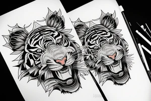 color
 evil 
tiger 
cosmos tattoo idea