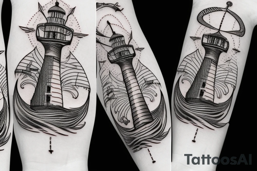 Light house eagles boat anchor bass tattoo idea