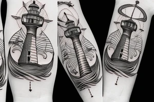 Light house eagles boat anchor bass tattoo idea