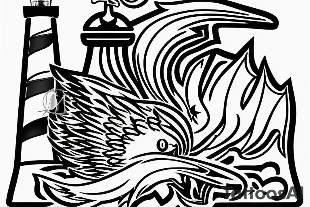 Light house eagles boat anchor bass tattoo idea