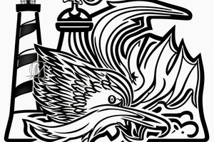 Light house eagles boat anchor bass tattoo idea