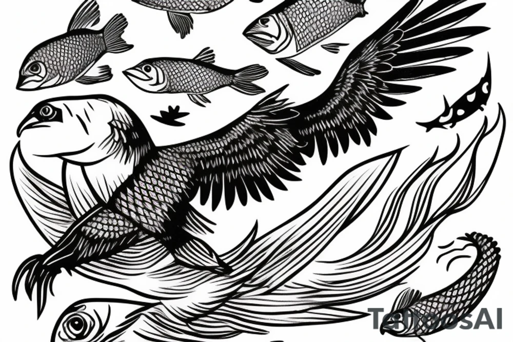 Lighthouse with eagle 
 carrying fish tattoo idea