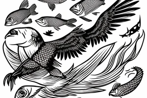 Lighthouse with eagle 
 carrying fish tattoo idea