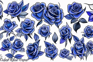 Blue Roses with falling petals tattoo idea