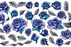 Blue Roses with falling petals tattoo idea