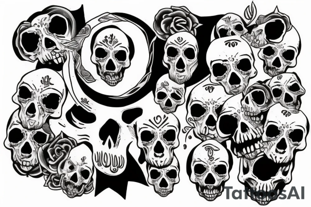 skull crying blood tattoo idea