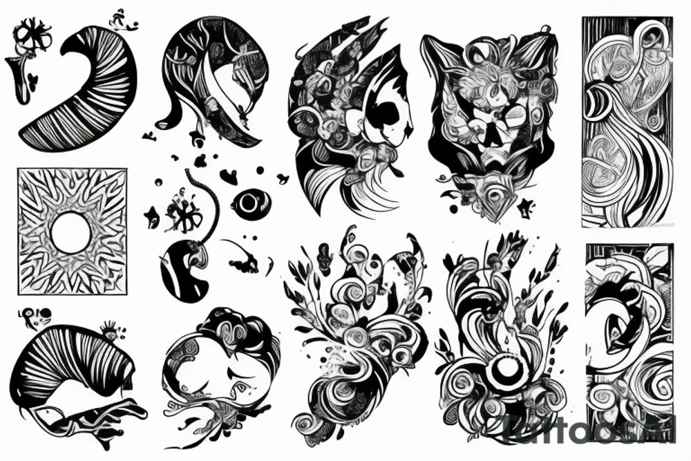 Wąż czerwono czarny tattoo idea