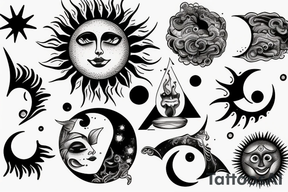 the sun with the moon tattoo idea