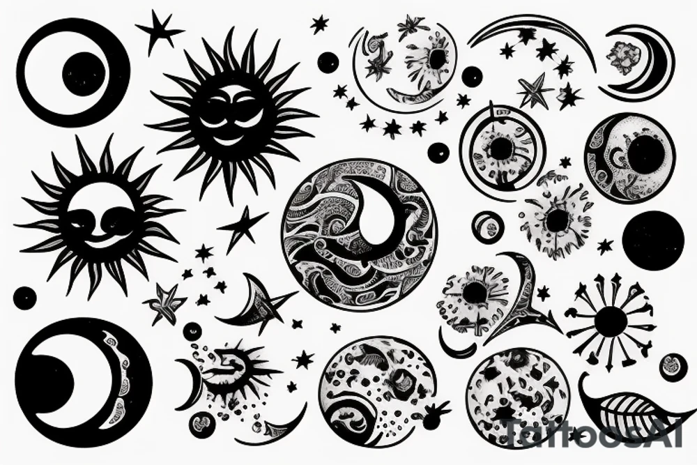 the sun with the moon tattoo idea