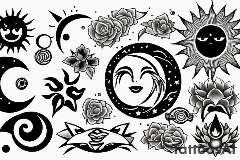 sun and moon tattoo idea