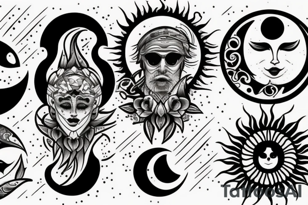 the sun with the moon tattoo idea