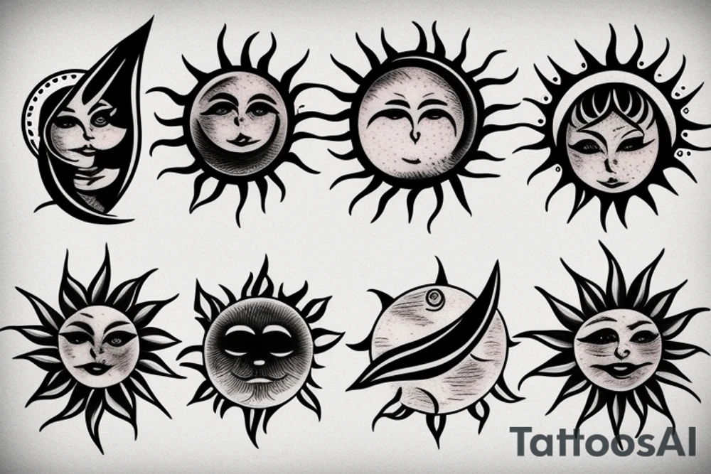 the sun with the moon tattoo idea