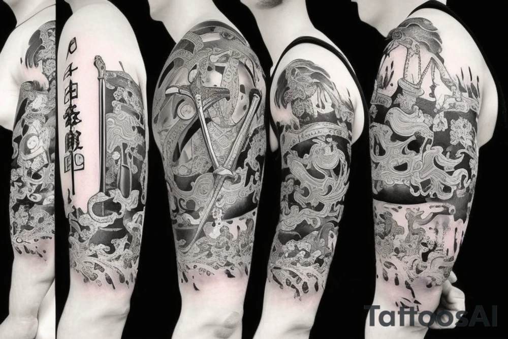 incorporates medieval weapons like swords tattoo idea