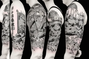 incorporates medieval weapons like swords tattoo idea