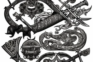 incorporates medieval weapons like swords tattoo idea