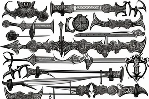 incorporates medieval weapons like swords tattoo idea