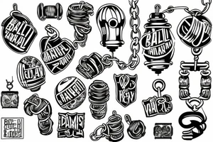 ball and chain going up the arm and around the back tattoo idea