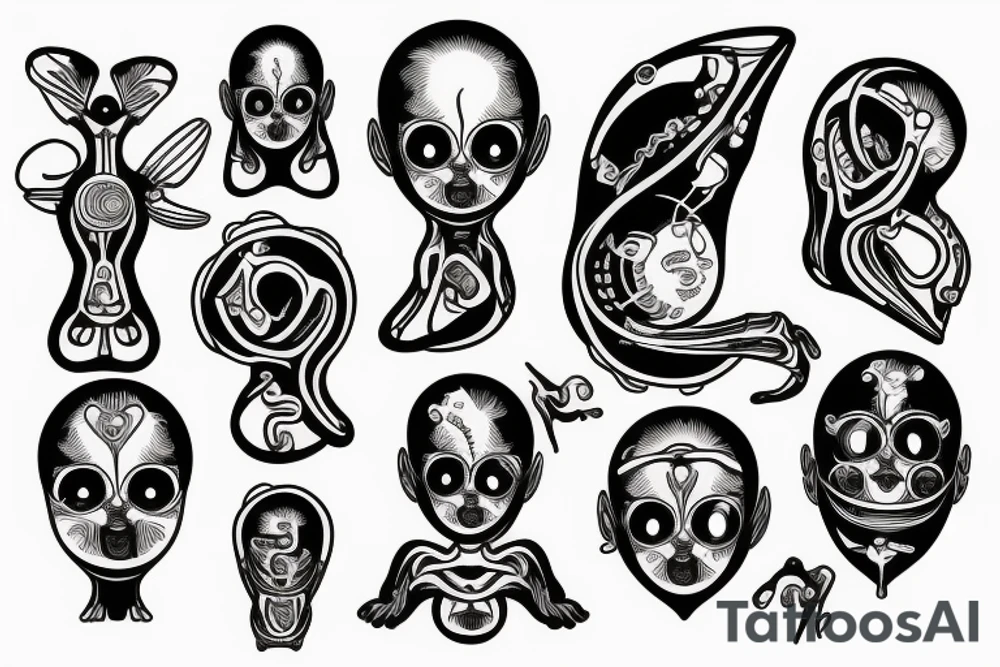 fetus in artificial womb tattoo idea