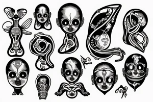 fetus in artificial womb tattoo idea