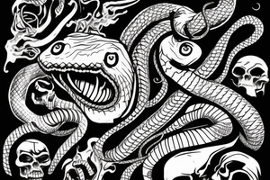 Agressive snake face tattoo idea