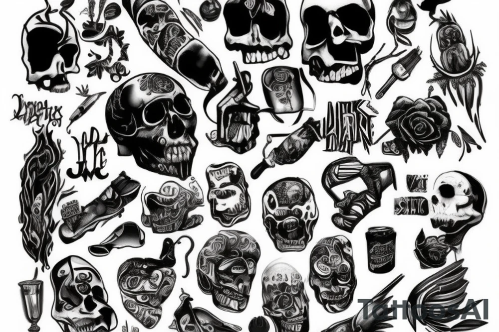 Full body tattoo dark trash tattoo idea