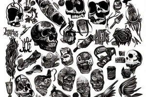 Full body tattoo dark trash tattoo idea