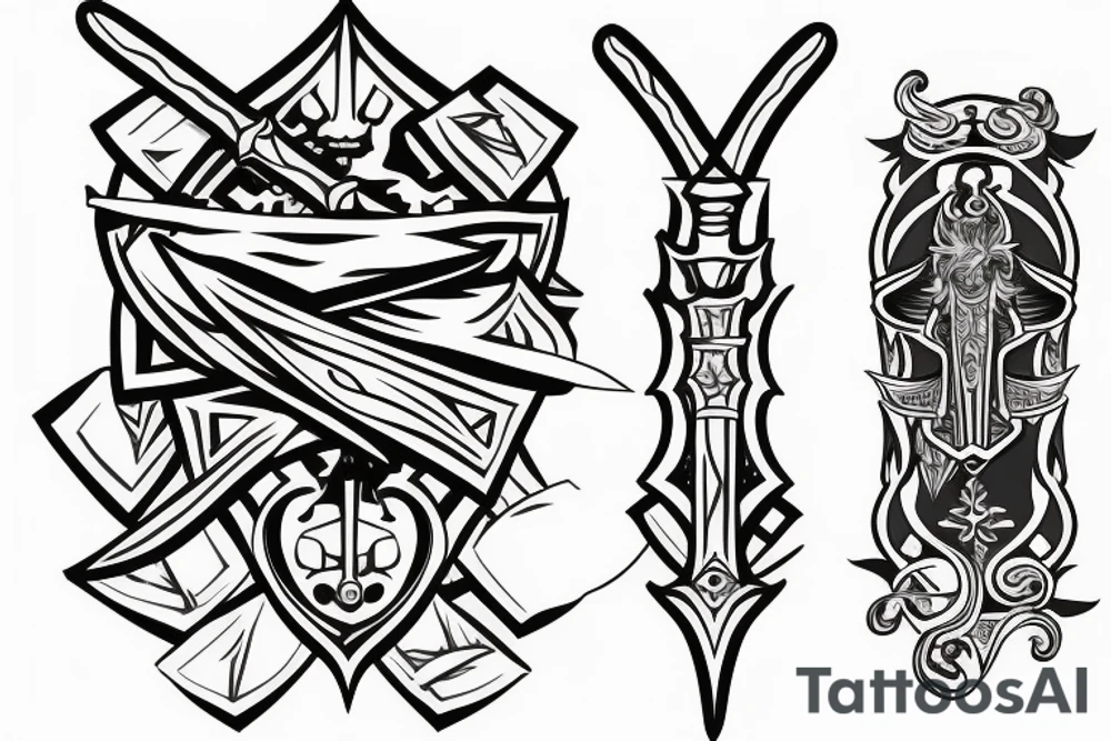 a fine line tattoo of a sword tattoo idea