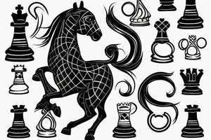 Chess horse on arm,small, dotted tattoo idea