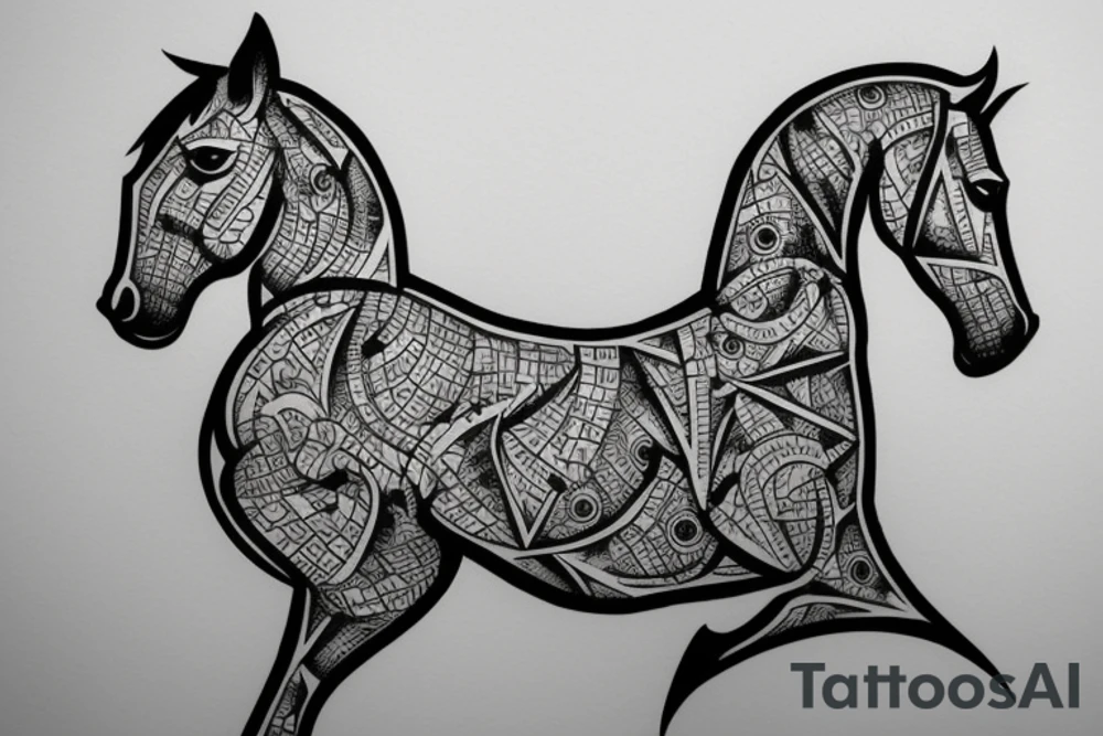 Chess horse on arm,small, dotted tattoo idea