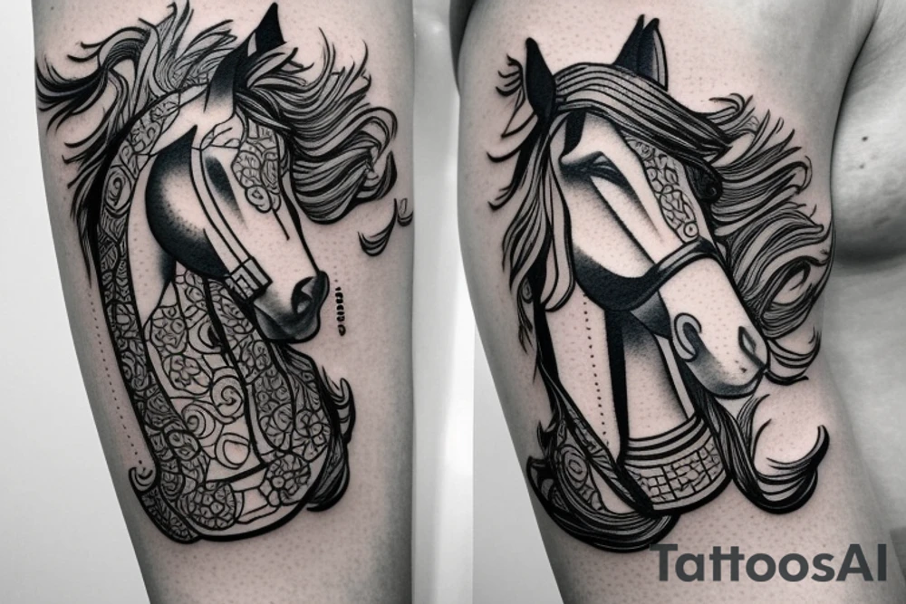 Chess figure  horse on arm,small, dotted tattoo idea