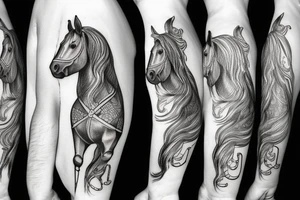 Chess figure  horse on arm,small, dotted tattoo idea