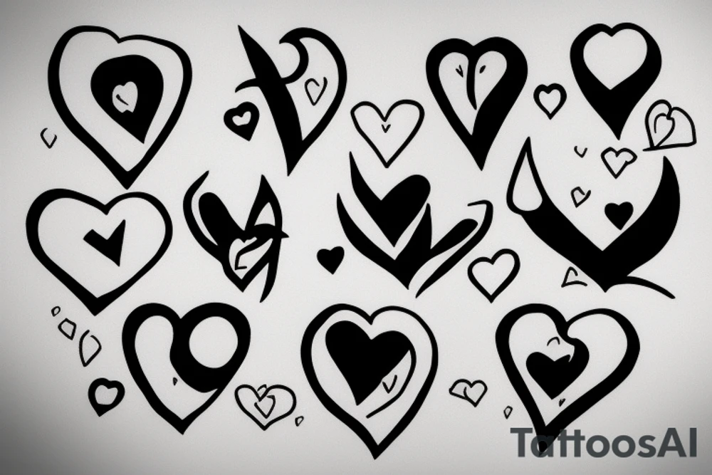 AK-47 shooting hearts tattoo idea