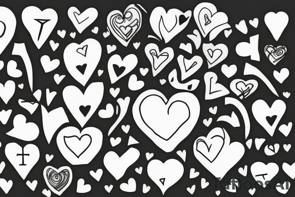 AK-47 shooting hearts tattoo idea