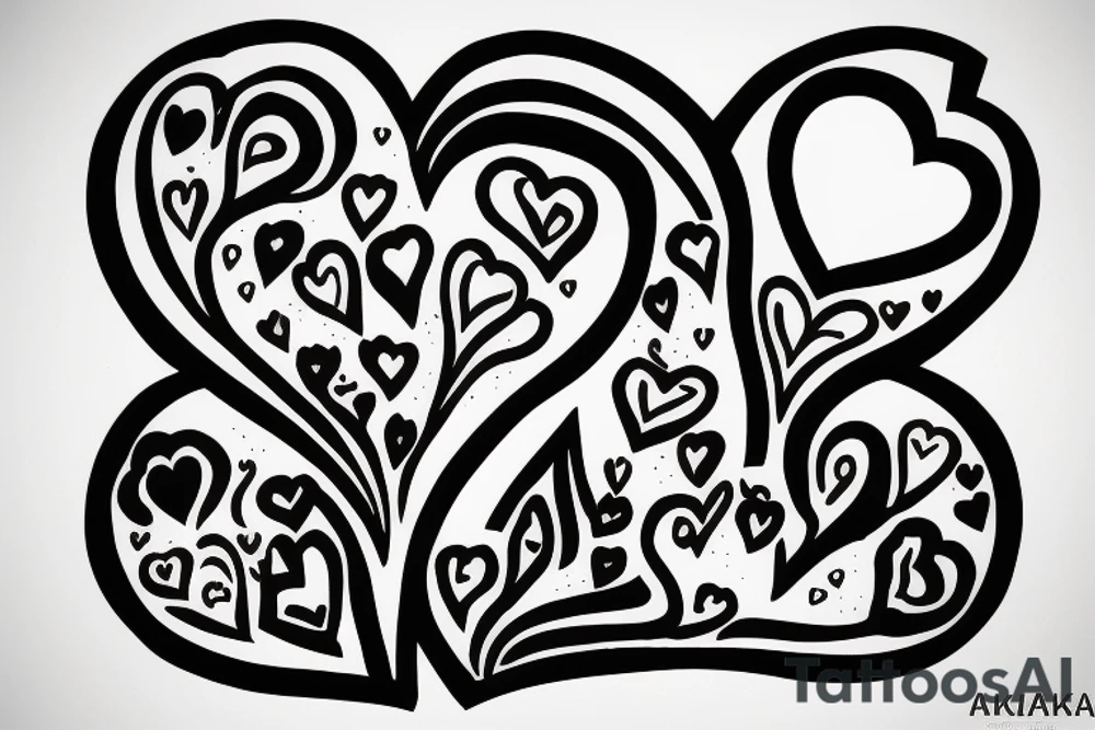 AK-47 shooting hearts tattoo idea