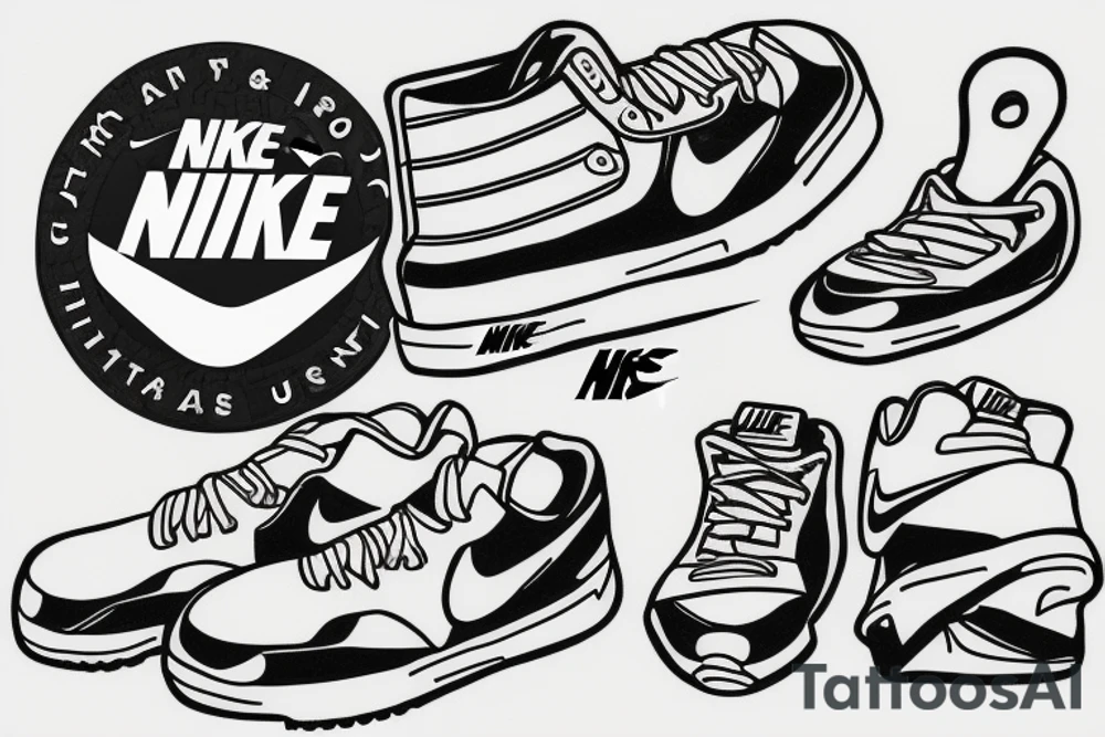 Initials AJR, Nike sneakers, Italian flag, USA flag tattoo idea