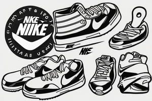 Initials AJR, Nike sneakers, Italian flag, USA flag tattoo idea
