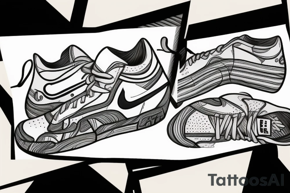 Initials AJR, Nike sneakers, Italian flag, USA flag tattoo idea