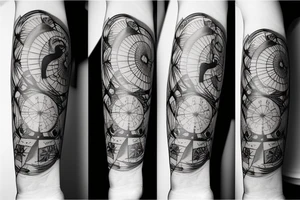 two Birds circling in center of tattoo with trash polka style background tattoo idea