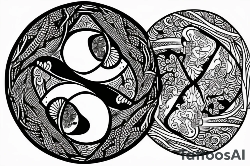 two Birds in ying yang pattern tattoo idea