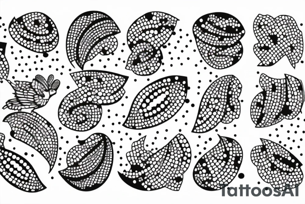 Two birds circling with dots in background tattoo idea
