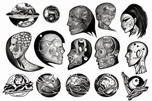 Planet coming out of broken head tattoo idea