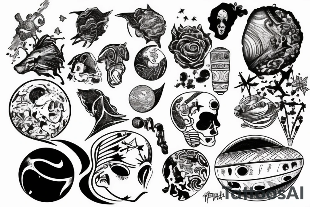 Planet coming out of broken head tattoo idea