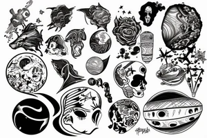 Planet coming out of broken head tattoo idea